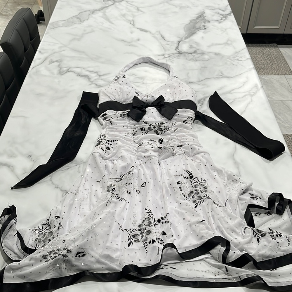 White & Black Sparkly Dress
